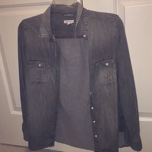 Green olive denim button up